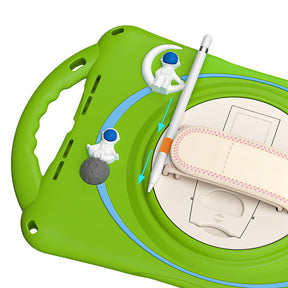 iPad Case Rugged Case with Handle Stand Shoulder Strap for iPad 10.2 Inch 2019/2020/2021-Green