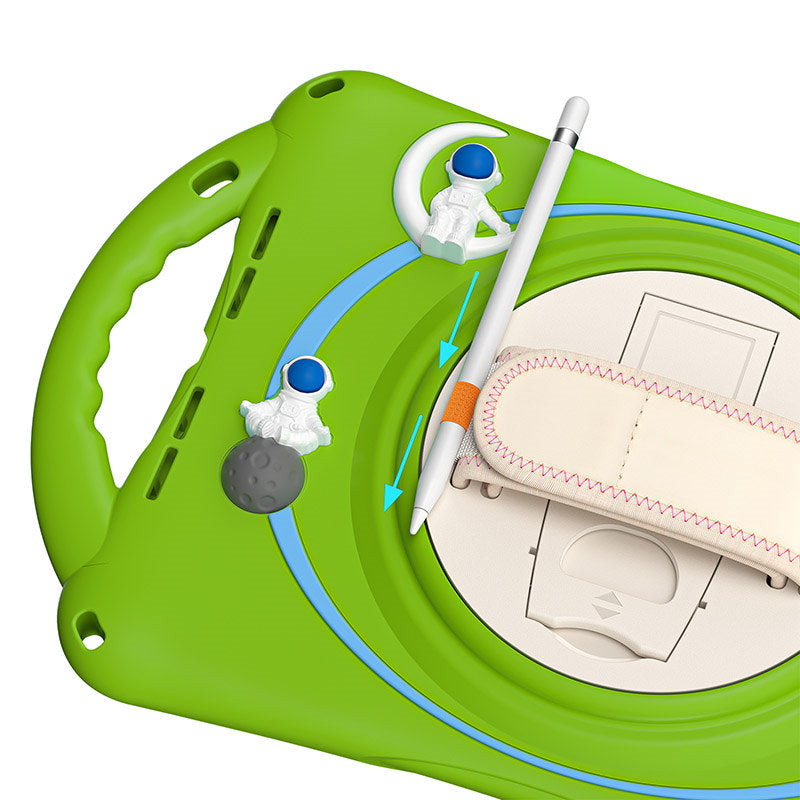 iPad Case Rugged Case with Handle Stand Shoulder Strap for iPad 10.2 Inch 2019/2020/2021-Green