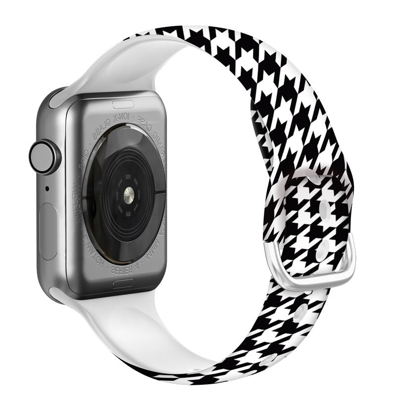 Silicone Printed Watch Band Houndstooth for iWatch Series SE/6/5/4/3/2/1