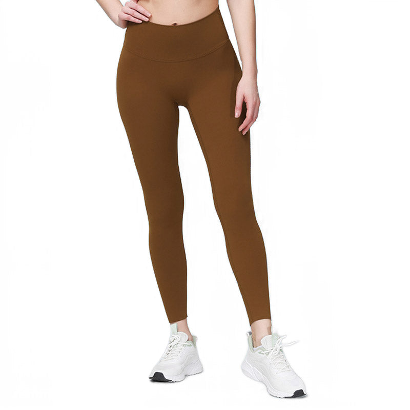 Womens Yoga Pants Breathable Naked Feeling Fitness Leggings-Brown