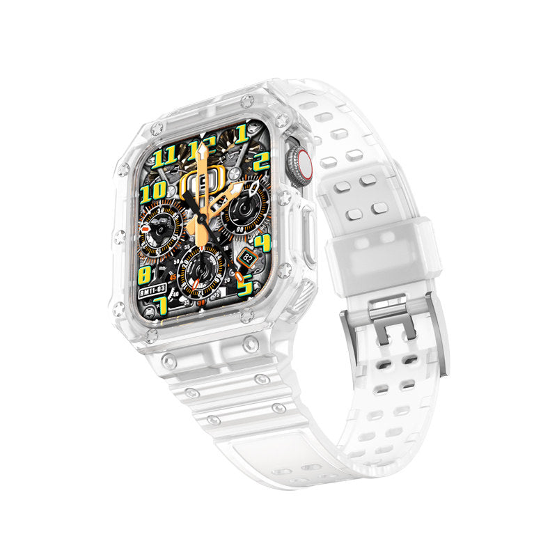 Sport Rugged Watchbands with Bumper Case Compatible for Apple Watch-Clear Matte