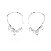 Simple Lacework Hoop Earrings-Silver