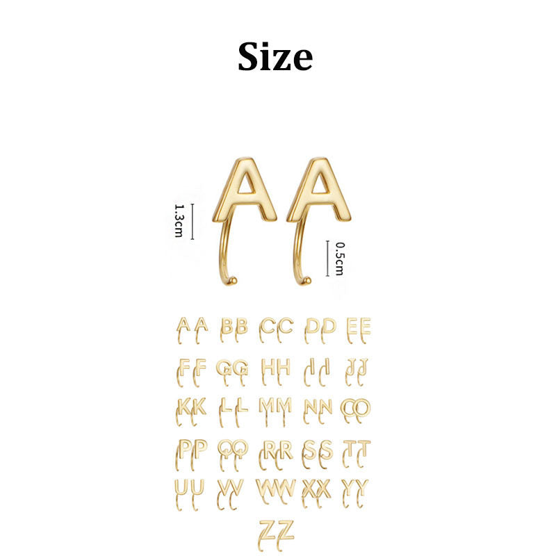 Alphabet Letter Earrings Personalized Initial Stud for Ladies Girls-S