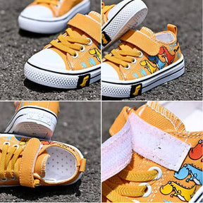 Toddler-Unisex Canvas Sneakers Cartoon Dinasour Slip on Shoes-Yellow