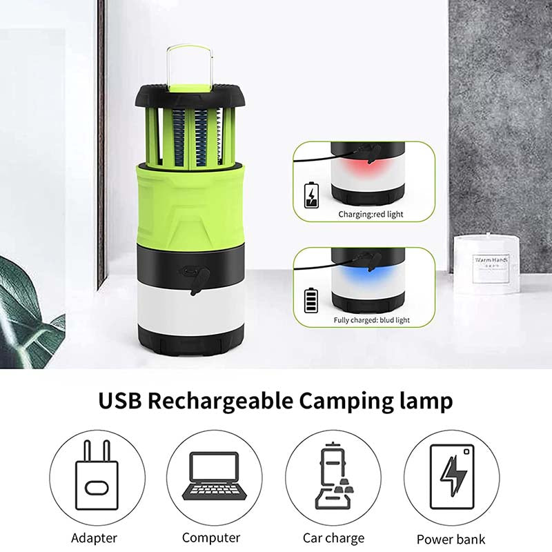 Portable LED Camping Lantern Bug Zapper for Hiking Tent Survival Kits-Green