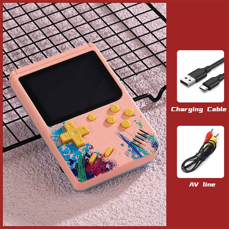 3.0inch Screen Retro Handheld Game Console 500 Classic FC Games Support to TV Output-Pink