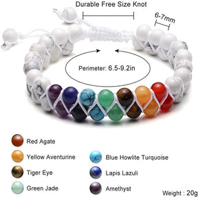 Bead Bracelet 7 Chakras Healing Crystals Bracelet Stone Beads Double Layer Bracelets-White