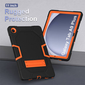 Silicone Tablet Case with Stand for Samsung Galaxy Tab A9 Plus 2023-BlackOrange