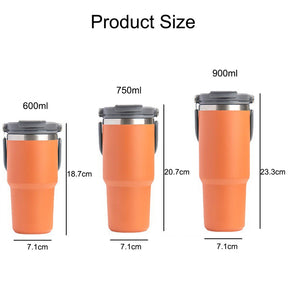 Portable Car Tumbler Cup with Lid and Straw Vacuum Insulated Water Bottle-Orange