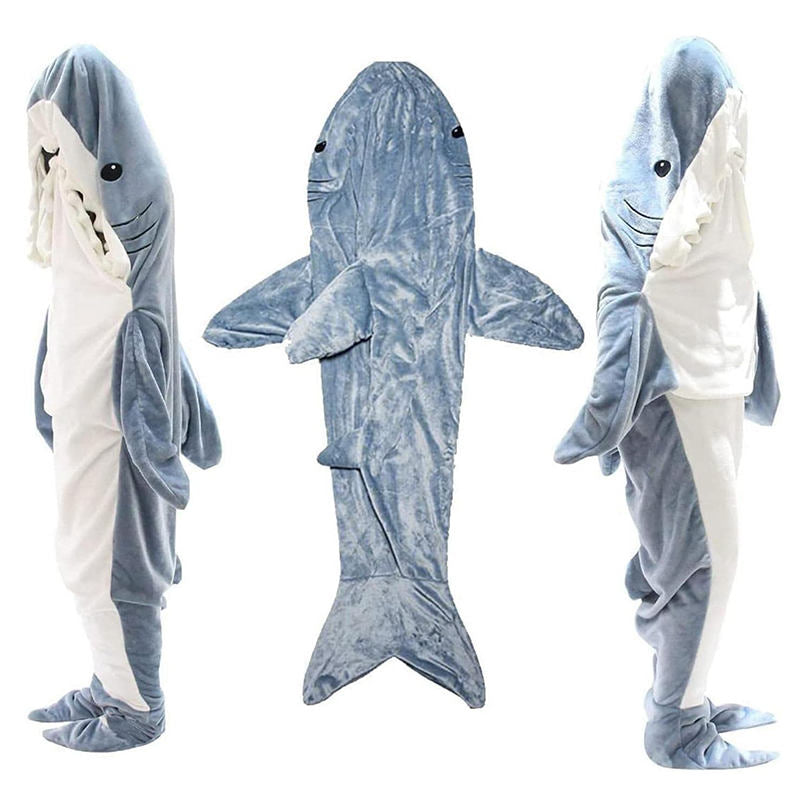 Shark Wearable Blanket for Adult Super Soft Cozy Flannel Hoodie