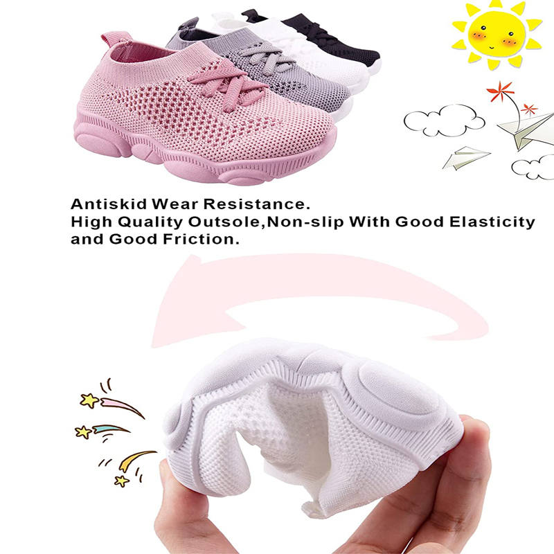 Baby First Walking Shoes Toddler Boys Girls Cotton Mesh Breathable Sneakers-White