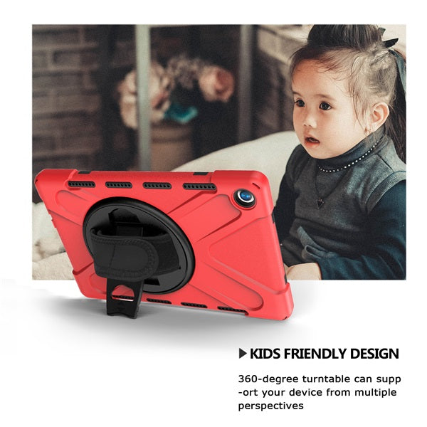 OnePiece Tablet Case Anti-fall Protective Cover Bulit-in Kickstand/Hand+Neck Strap For Huawei MatePad Pro 5G 10.8inch 2020-Red