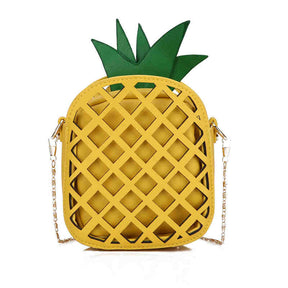 Womens Pineapple Purse PU Leather Crossbody Shoulder Bag-Yellow