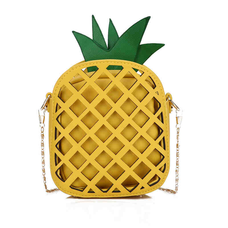 Womens Pineapple Purse PU Leather Crossbody Shoulder Bag-Yellow