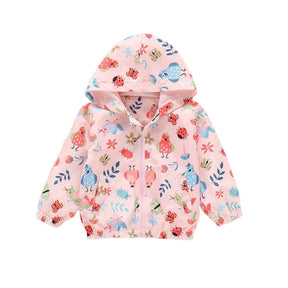Girls Rain Jackets Lightweight Hooded Cotton Raincoats Windbreakers for Kids-PinkChicken