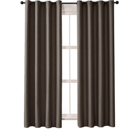 2 Panels Solid Color Blackout Curtains for Living Room-CoffeeColor