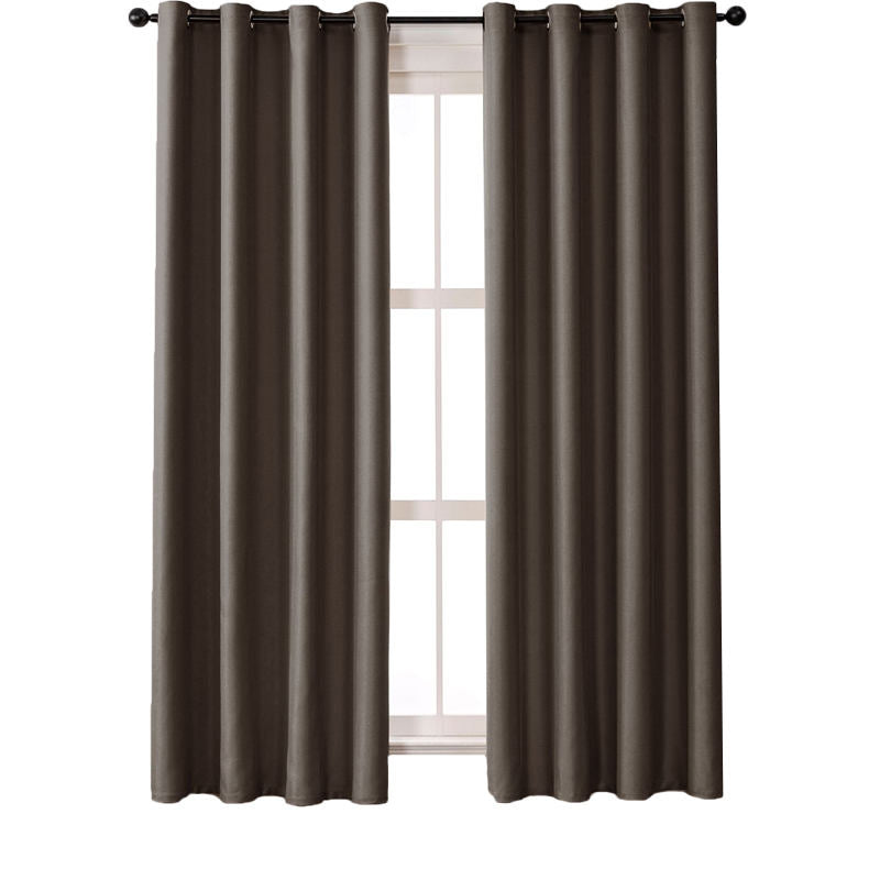2 Panels Solid Color Blackout Curtains for Living Room-CoffeeColor