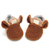 Infant Baby Boys Girls Slipper Stay On Non Slip Soft Sole 0-18 Months Cotton Plush Shoes-Brown