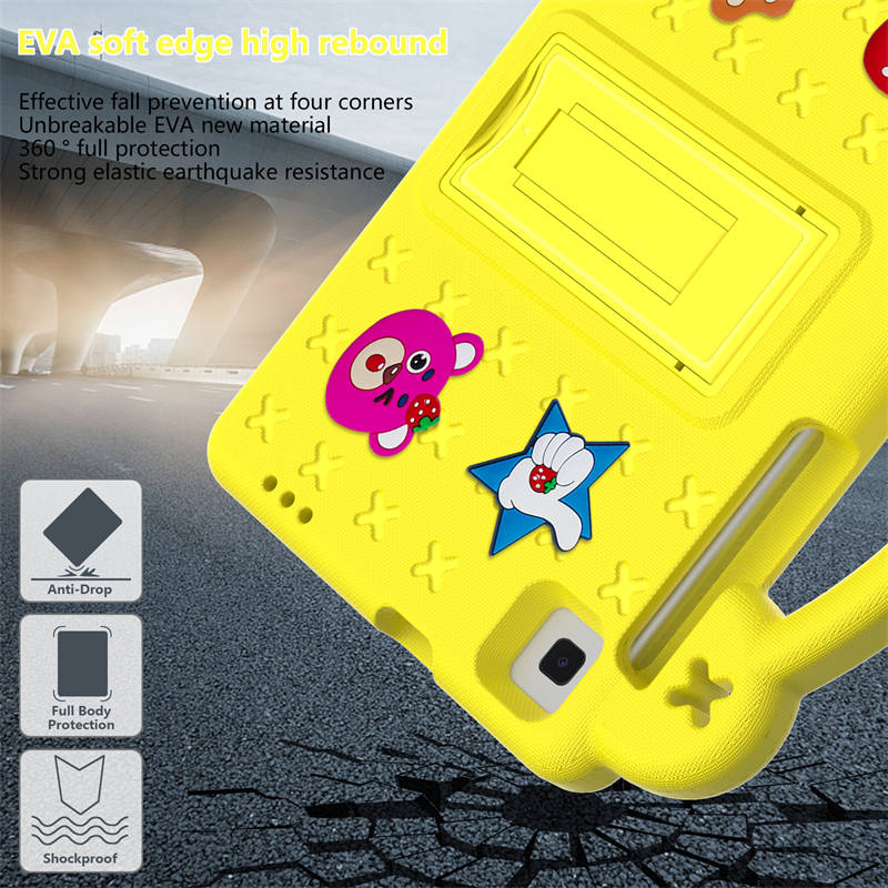 Strawberry Tablet Case with Holder for HUAWEI M3/Samsung Galaxy Tab A7 Lite (2021)/A8 (2019)-Yellow