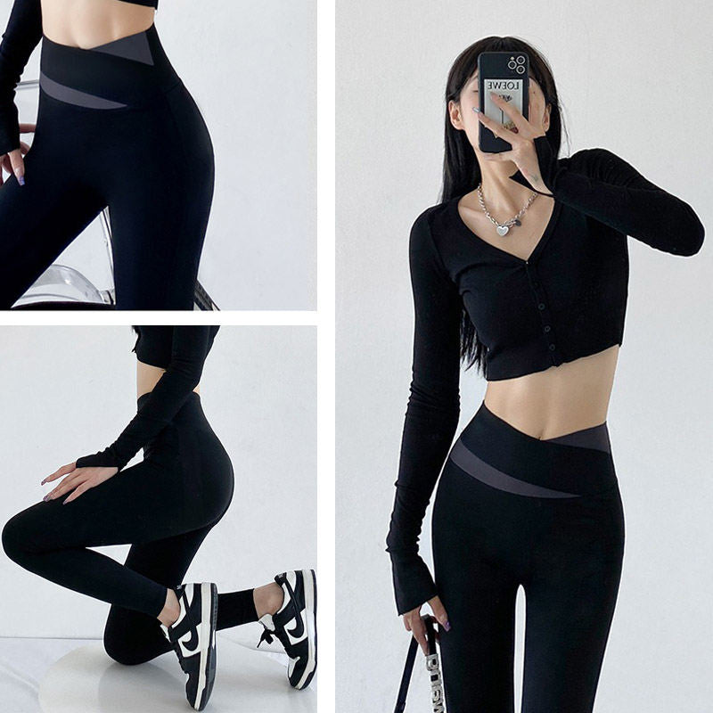 Womens Leggings Thin Fleece Tummy Control Yoga Pants for Winter-Black