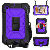 Rainbow iPad Case Kickstand/Hand+Neck Strap+Pencil Holder For iPad 7 10.2 2019-Black&Purple