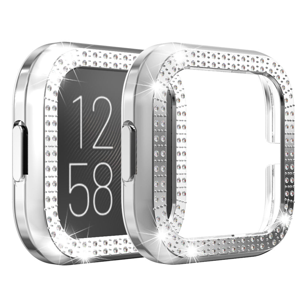 Hard PC Double Diamond Frame Protective Case For Fitbit Versa 2 - Silver