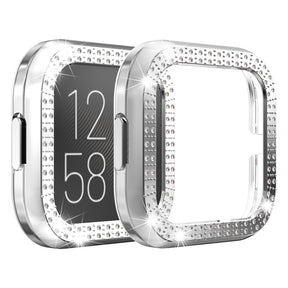 Hard PC Double Diamond Frame Protective Case For Fitbit Versa 2 - Silver