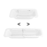 Sink Retractable Strainer Basket for Washing Vegetable Drying Dish-White