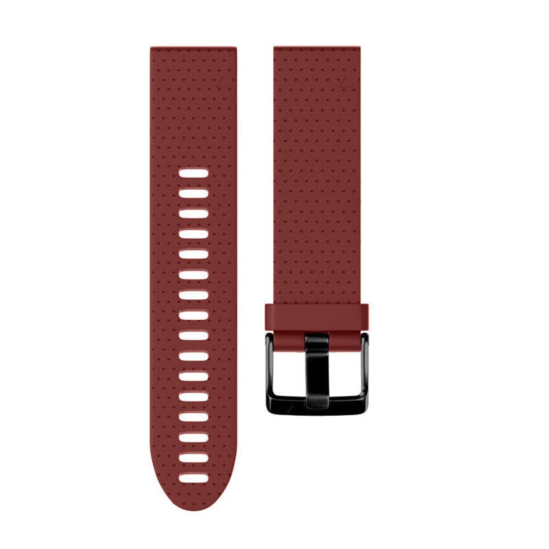 Watch Band For Garmin Fenix  Fenix 5S/ 5S Plus/6S/ 6S Pro Soft Silicone 20mm Replacement Strap Black Steel Buckle-Red