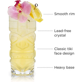 4Pack 14oz Tiki Cocktail Glasses Bar Hawaiian Style Glass