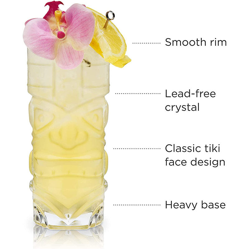 4Pack 14oz Tiki Cocktail Glasses Bar Hawaiian Style Glass