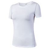 Adore Women Pro Short Sleeve T-Shirt Tight Perspiration Quick Dry Yoga Tops For Training Running Fitness 2003-White