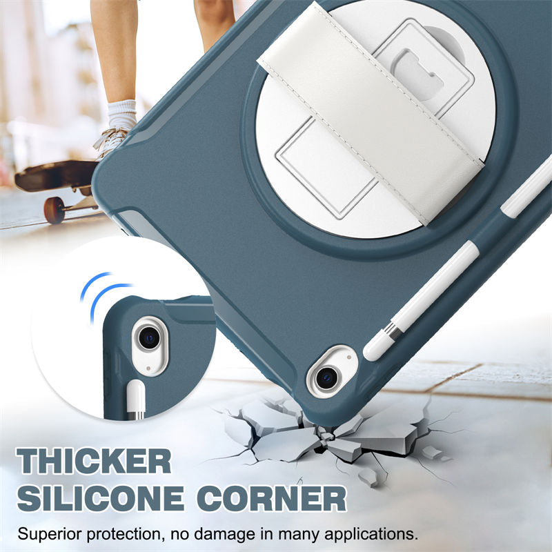Tablet Case For iPad 10th with 360¡ã Kickstand/Hand Strap Shockproof-Blue2