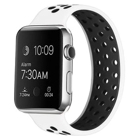 Sports Breathable Silicone Solo Loop Watchband for Apple Watch Series 6/5/4/3/2/1/SE-WhiteGray