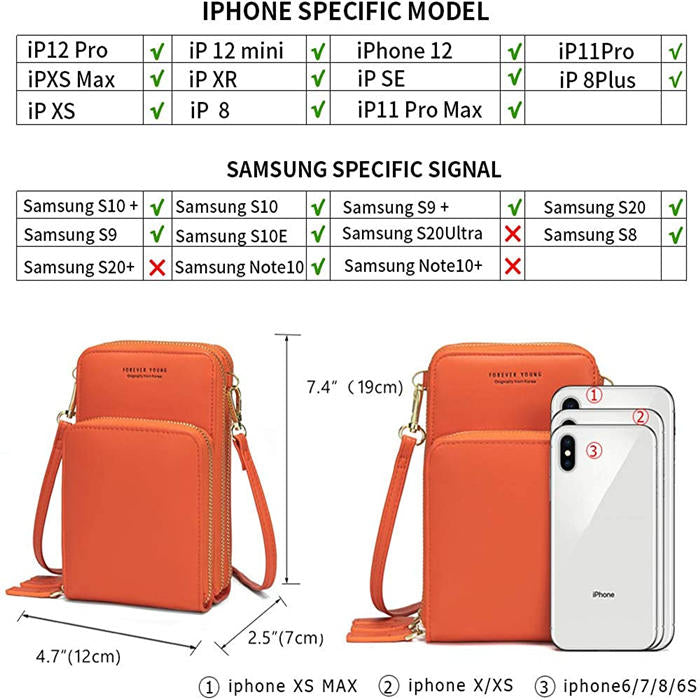 Crossbody Phone Bag for Women Small Shoulder Bag Cell Phone Wallet Purses and Handbags with 14 Credit Card Slots-Orange