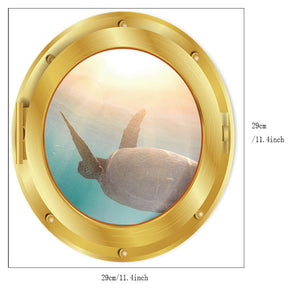 Removable 3D Under The Sea Nature Scenery Decor Submarine Gold Window Sea Turtles Wall Sticker