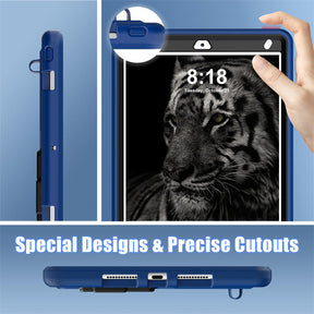 Tablet Case Kids Friendly with Pencil Holder for iPad 11 2020/2021/2022-NavyBlue