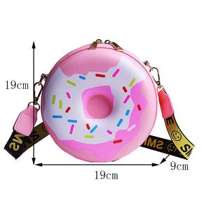 Womens Doughnut Crossbody Purse PU Shoulder Bag-Pink