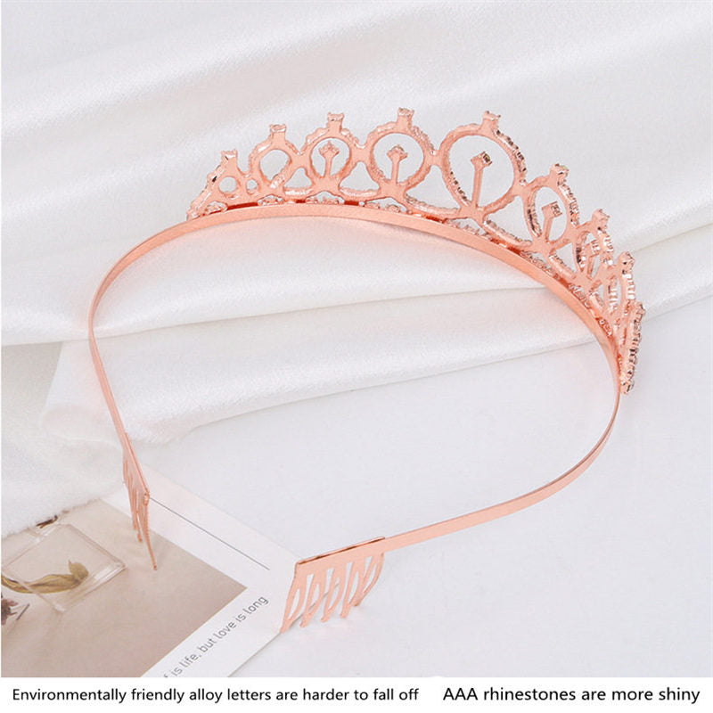 Birthday Girl Sash & Rhinestone Tiara Kit Birthday Gifts Glitter Birthday Sash Birthday Party Favors -Silver
