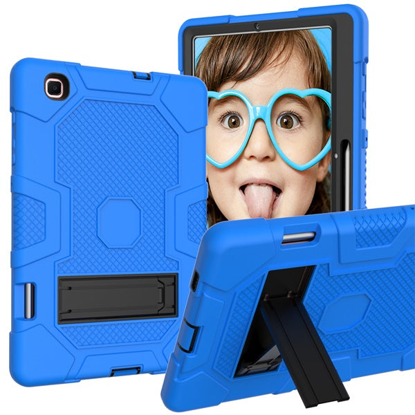 B3 Robot Tablet Case Silicone Shockproof Protective Stand Cover For Samsung Galaxy Tab S6 Lite 10.4 2020 (SH-P610/P615)-DarkBlue&Black