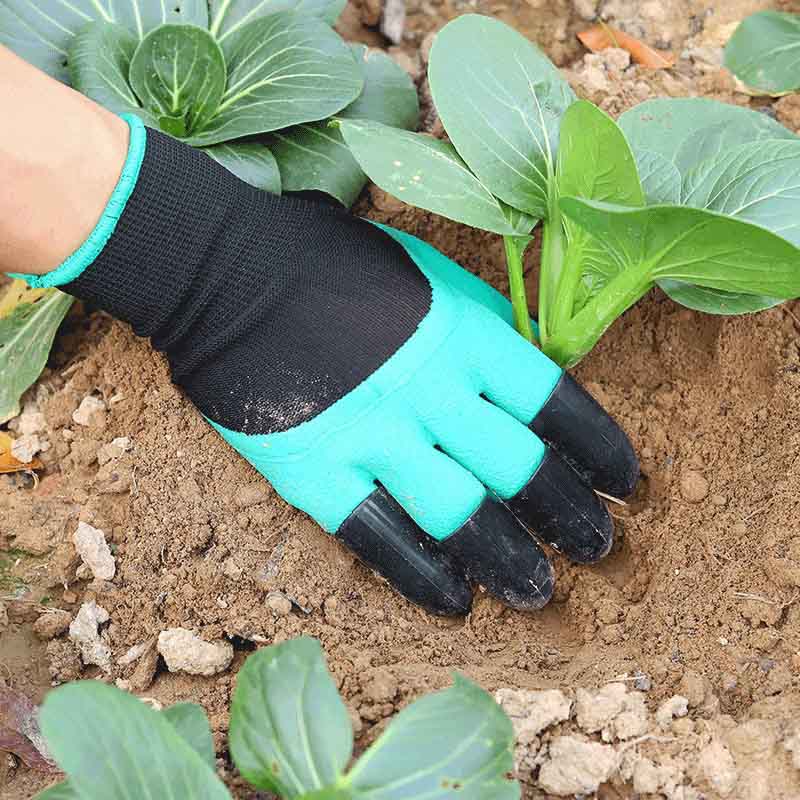 Garden Waterproof Gloves with Hand Sturdy Claws for Digging Weeding Seeding Poking Planting -Green