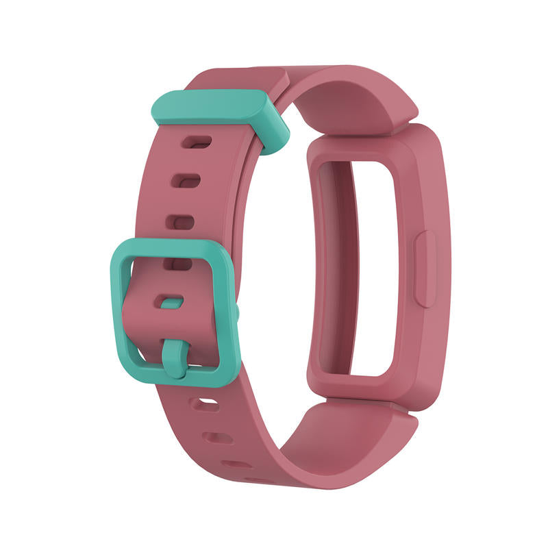 Silicone Watch Band For Fitbit Inspire/Inspire HR/ACE 2-Watermelon Red+Teal Buckle