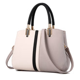 Fashion Colorblock Shoulder Bag Women Top Handle Leather Totes-Grey