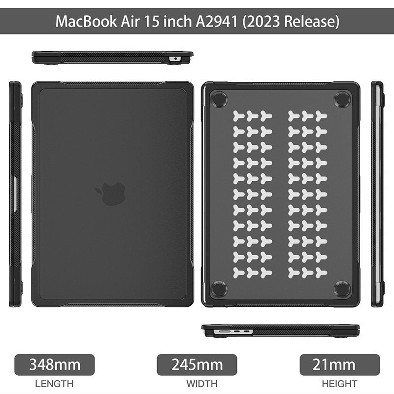 Shockproof Case Solid Color Compatible with Macbook Air 15 2023 A2941-Black