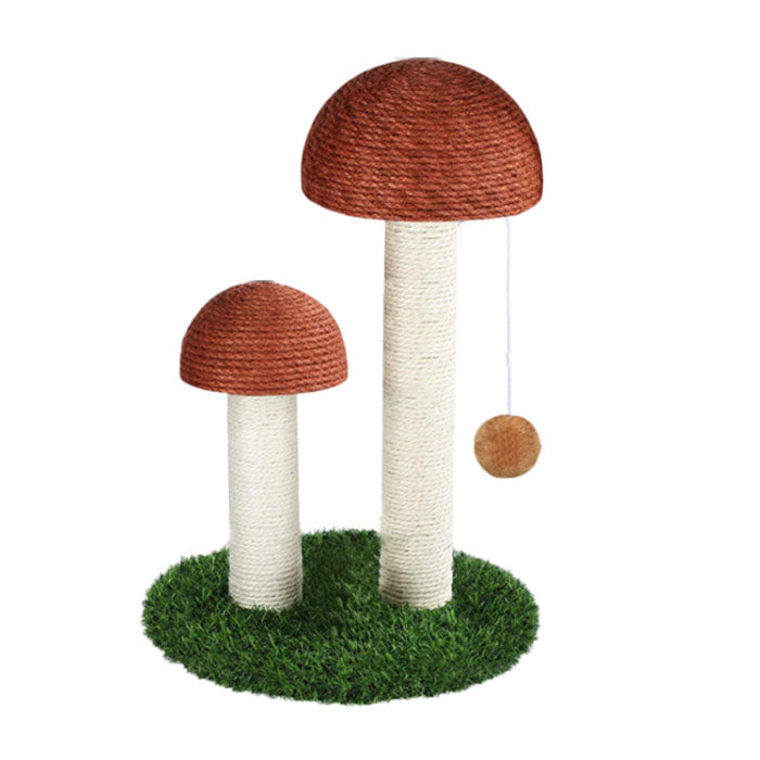 Cat Scratching Post Mushroom Durable Sisal Board with Dangling Ball-Coffee