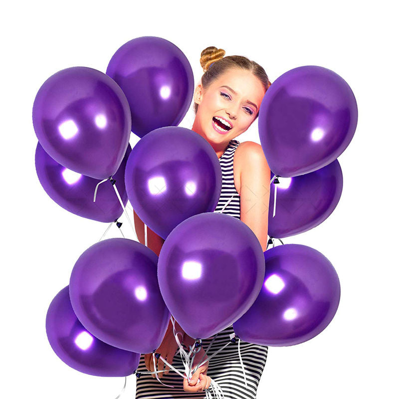 50pcs 12 Inch Metallic Latex Balloons Party Balloons for Party Birthday -Red