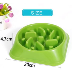 Dog Slow Feeder Non Slip Puzzle Bowl Anti-Gulping Pet Slower Food Feeding Dishes-Green