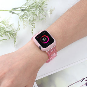 Fashion Resin Candy Watch Band + Watch Case For Apple Watch SE/6/5/4/3/2/1£¨Pink+Pink£©