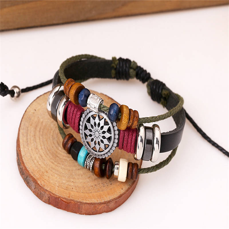 Multilayer Woven Beaded Bracelet for Men and Women-Black