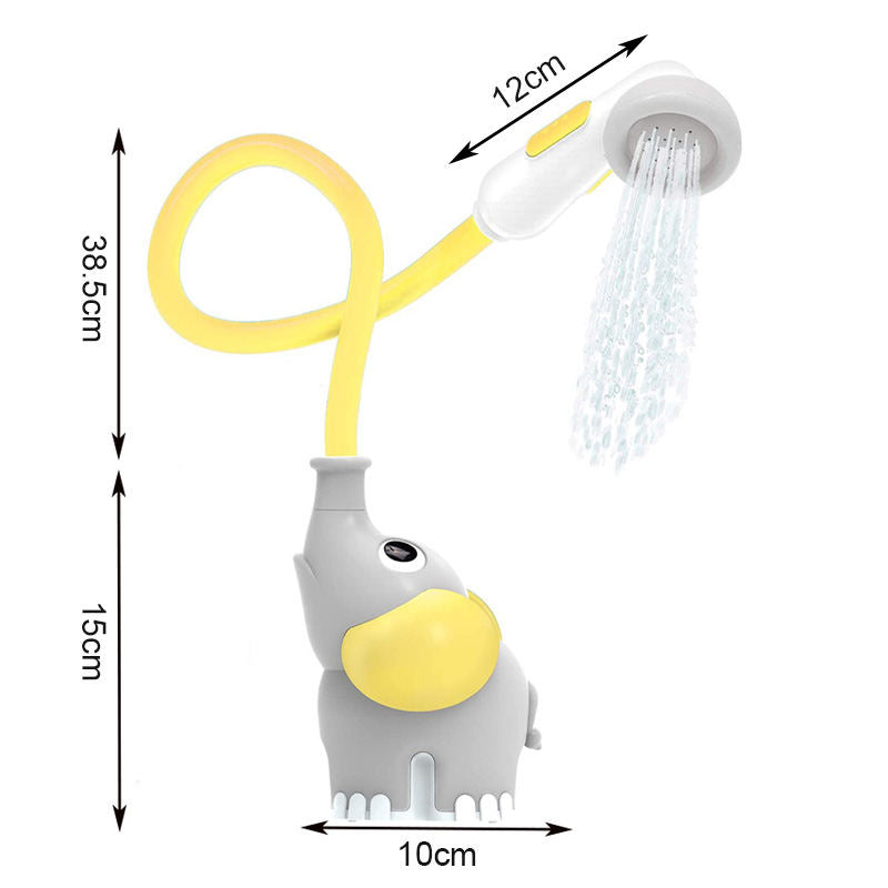 Baby Bath Shower Head Elephant Water Pump with Trunk Spout Rinser for 0-5 Years-Yellow